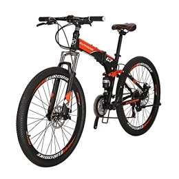 EUROBIKE  Eurobike Folding Mountain Bike for Adults Full Suspension Bicycle 26 / 27.5 inch Foldable Bikes for Mens (G7 Orange)