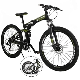 EUROBIKE  Eurobike Full Suspension Mountain Bike 27.5 Inch, 21 Speed Shifting Off-road Mountain Bikes / Bicycles for Men / Women 27.5 Inch, Dual Suspension Mountain Bikes for Adults / Youth (G7 Fold-Green)