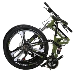 EUROBIKE Folding Bike Eurobike HY G4 Folding Bike 21 Speed 26 Inches 3 Spoke Wheel Dual Suspension Folding Mountain Bike Green