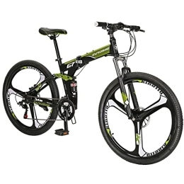 EUROBIKE  Eurobike HY G7 Adult Folding Mountain Bike, Dual Suspension Mountain Bikes with 27.5 Inches 3-Spoke Wheel, 21 Speed Mens and Womens Foldable Mountain Bicycle Green
