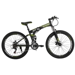 EUROBIKE  Eurobike HY G7 Adult Folding Mountain Bike, Dual Suspension Mountain Bikes with 27.5 Inches 32-Spoke Wheel, 21 Speed Mens and Womens Foldable Mountain Bicycle Armygreen