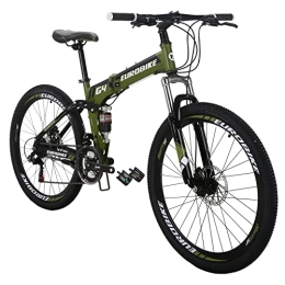 EUROBIKE Folding Bike Eurobike HYG4 Folding Bike 26 Inches Muti Spoke Wheel 21 Speed Dual Suspension Youth / Adult Folding Mountain Bike Armygreen