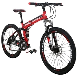 EUROBIKE Bike Eurobike HYG4 Folding Bike 26 Inches Muti Spoke Wheel 21 Speed Dual Suspension Youth / Adult Folding Mountain Bike Red