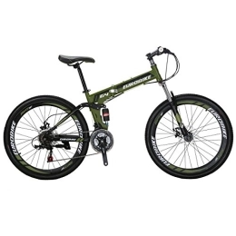 EUROBIKE Bike Eurobike JMC Adult Folding Mountain BIke 26 Inch for Mens and Womens MTB Bicycle (G4 Armygreen SPOKE)