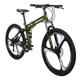 EUROBIKE Folding Bike Eurobike JMC Folding Bike G4 3-Spoke Wheels 21 Speed Mountain Bike 26 Inches Bicycle for Adult
