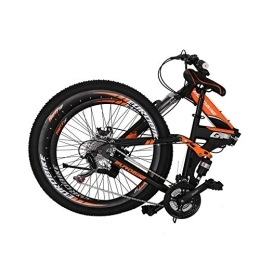 EUROBIKE Folding Bike Eurobike OBK G7 Folding Bike 21 Speed Full Suspension Mountain Bicycle 27.5” Daul Disc Brake Mens Bikes Foldable Frame (Orange Spoke wheels)