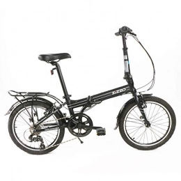 EuroMini  EuroMini ZiZZO Heavy Duty Forte 28lb Lightweight Aluminum Frame Shimano 7-Speed 20" Folding Bike with Fenders, Rack and 300 lb. Weight Limit, Black, 20 inch