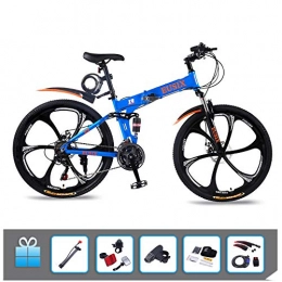 EUSIX Folding Bike EUSIX X9 26 Inches Mountain Bike for Men and Women Aluminum Frame Folding Bicycle with Dual Suspension and 21 Speed Gear Mens Mountain Bicycle MTB