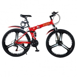 EUSIX Bike EUSIX X9 Men Mountain Bike Women Bicycle 24 Speed 27.5 Inches High-carbon Steel Frame MTB 27.5 Inches Wheels with Suspension and Disc Brake Folding Bike for Men and Women