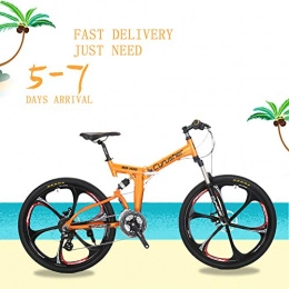 Extrbici  Extrbici New Updated Orange RD100 26 inch Full Suspension Folding Frame Mountain Bike Shimano M310 ALTUS 24 Gears 17 inch Aluminum Frame MTB Bicycle Double Mechanical Disc Brakes