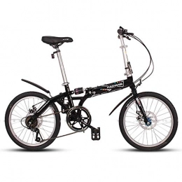 FANG Bike FANG Adults Unisex Folding Bikes, 20" 6 Speed High-carbon Steel Foldable Bicycle, Lightweight Portable Double Disc Brake Folding City Bike Bicycle, Black