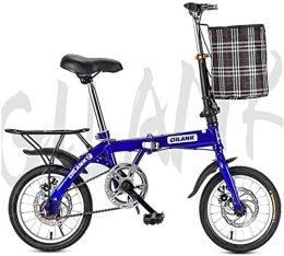 FanYu Folding Bike FanYu 14 Inch 16 Inch 20 Inch Folding Bicycle Student Bicycle Single Speed Disc Brake Adult Compact Foldable Bike Gears Folding System Traffic Light fully assembled, Blue, 14inch