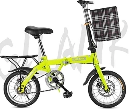 FanYu Folding Bike FanYu 14 Inch 16 Inch 20 Inch Folding Bicycle Student Bicycle Single Speed Disc Brake Adult Compact Foldable Bike Gears Folding System Traffic Light fully assembled, Green, 16inch
