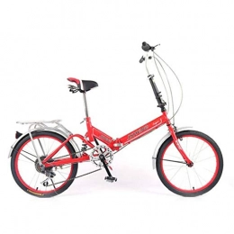 LBWT Folding Bike Fashion Lady Folding Bike, 20 Inches Wheels Bicycle, Outdoor City Road Bike, With Disc Brakes, Gifts (Color : Red, Size : 6 speed)
