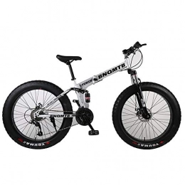 ANJING Folding Bike Fat Tire Mountain Bike 27 Speed 26 Inch for Adults with High-carbon Steel Frame and F / R Brakes, Silver