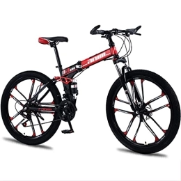 FAXIOAWA Folding Bike FAXIOAWA Children's bicycle 26 Inch Folding Mountain Bike Full Suspension 24 Speed ​​Gears Disc Brakes with Shock Absorbers Bicycle for Men and Women (Size : 30 speed)