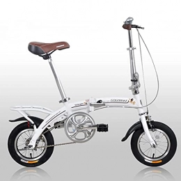 FBDGNG Folding Bike FBDGNG 12 inch Folding Bicycle, Single Gear Commuter Bike, for Height 140-180Cm Men and Women, Black