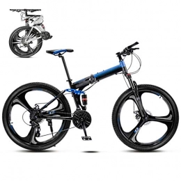 FBDGNG Folding Bike FBDGNG 24-26 Inch MTB Bicycle, Unisex Folding Commuter Bike, 30-Speed Gears Foldable Mountain Bike, Off-Road Variable Speed Bikes for Men And Women, Double Disc Brake / Blue / 24'' / A wheel