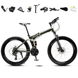 FBDGNG Bike FBDGNG 24-26 Inches Lightweight Folding MTB Bike, Foldable Mens Womens Mountain Bike, 30 Speed Off-Road Variable Speed Bikes, Double Disc Brake