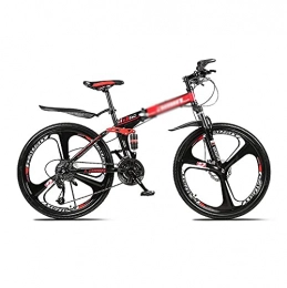 FBDGNG Bike FBDGNG 26 In Folding Mountain Bike 21 / 24 / 27 Speed Bicycle Men Or Women MTB Foldable Carbon Steel Frame Frame With Lockable U-shaped Front Fork(Size:24 Speed, Color:Red)