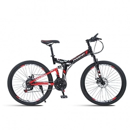 FBDGNG Bike FBDGNG Adult Mountain Bike, Folding Bike Men'S And Women'S Front And Rear Double Shock-Absorbing Bicycle 24 Speed Adult Double Disc Brake Mountain Bike 26 Inch Black Red