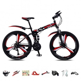 FBDGNG Bike FBDGNG Foldable Bicycle 26 Inch, 30-Speed Folding Mountain Bike, Unisex Lightweight Commuter Bike, MTB Full Suspension Bicycle with Double Disc Brake