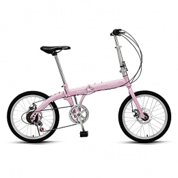FBDGNG Folding Bicycles, 20 inch 6 Speed Foldable Bike Lightweight City Travel Exercise for Men Women Children,Pink