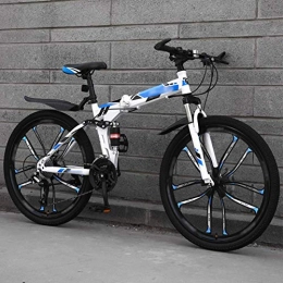 FBDGNG Folding Bike FBDGNG Mountain Bike Folding Bikes, 27-Speed Double Disc Brake Full Suspension Bicycle, 26 Inch Off-Road Variable Speed Bikes for Men And Women