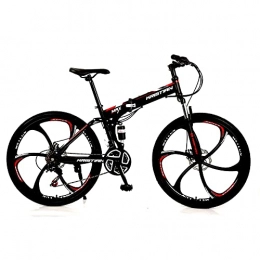FEIFEImop Folding Bike FEIFEImop Adult Six-wheel Folding Bicycle, Comfortable Folding Bicycle 173 Cm, With 30-speed Gearbox System, Easy To Travel And Carry, Red