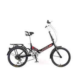 FJW  Female's 20 Inch Foldable Bicycle Single Apeed 6 speed Adjustable Ultralight Frame Commuter City Bike, Black, 6Speed