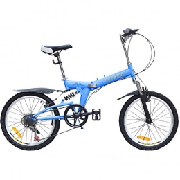 fengleas Folding Bike fengleas 20 Inch Lightweight Outroad Bike, Mini Portable ​​City Bike, Folding Compact Bike, Adult Men And Women Folding Bicycle, Portable Fold up Bikes, Suitable For Riding To Work Or School (Blue)