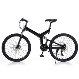 Fetcoi Folding Bike Fetcoi 26" Mountain Bike Folding Bicycle 21-Speed Adult Bike Disc Brake MTB Full Suspension Black