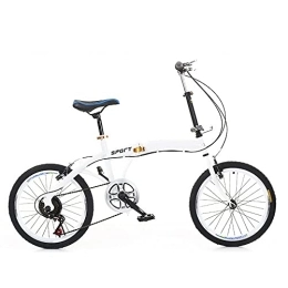 Fetcoi Bike Fetcoi 7 Gang Speed Folding Bike 20inch with Easy Clip-on Installation Adult Light Quick Foldable Urban Bicycle Cruiser with Double V-Brake and Carbon Steel Body, White