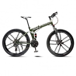 Ffshop Bike Ffshop Folding Bikes Green Mountain Bike Bicycle 10 Spoke Wheels Folding 24 / 26 Inch Dual Disc Brakes (21 / 24 / 27 / 30 Speed) Damping Bicycle (Color : 27 speed, Size : 26inch)