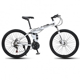 FGKLU Bike FGKLU 26'' Folding Mountain Bike, 21 Speed Adults Full Suspension High Carbon Steel MTB, Outdoor Exercise Dual Disc Brakes Bikes