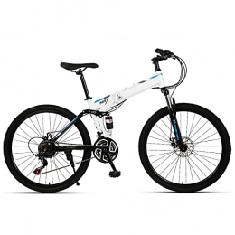 FGKLU Bike FGKLU 26 inch Adult Folding Mountain Bike, Outdoor MTB Bikes Bicycle for Men Women, 21 / 24 / 27 Speed High-Carbon Steel Dual Disc Brakes, B, 24 speed