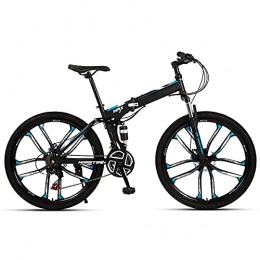FGKLU Bike FGKLU 26 inch Folding Mountain Bike for Adult Men Women, 21 / 24 / 27 Speed 10 Knife Wheels Outdoor MTB Bikes Bicycle, High-Carbon Steel Dual Disc Brakes, C, 21 speed