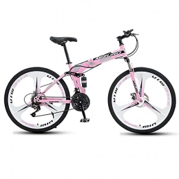 FGKLU Bike FGKLU 26 Inches Folding Mountain Bikes, 21 Speed Double Disc Brake MTB Bike, Full Suspension 3-Spoke Anti-Slip Bicycle for Man Woman Teen