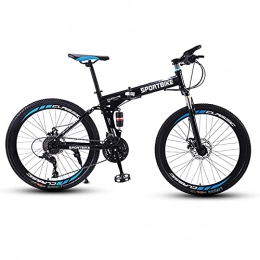 FGKLU 26in Adults Folding Mountain Bike, Mens Womens Outdoor Bicycle21/24/27 Speed Mountain Bicycles with Disc Brakes Full Suspension,21 speed