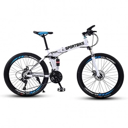 FGKLU Bike FGKLU 26in Folding Mountain Bike, 21 / 24 / 27 Speed Mountain Bicycles with Disc Brakes Full Suspension for Adults, Mens Womens Outdoor Bicycle, 21 speed