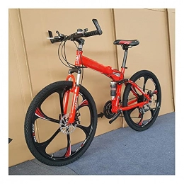 FGKLU Bike FGKLU 6 Spoke Folding Mountain Bike, 26 inch 21 Speed High Carbon Steel Full Suspension MTB Bicycle, Dual Disc Brake Bike for Adults, C