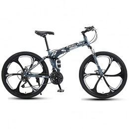 FGKLU Bike FGKLU Adult Folding Mountain Bike, 26 Inches 6 Spoke 21 Speed Folding Mountain Bikes, High Carbon Steel Outdoor MTB Bicycle