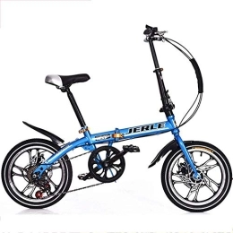 FHKBB Folding Bike FHKBB 14 / 16 Inch Folding Speed Bicycle - Folding Bicycle Speed Adult Male Girl Mountain Bike Single Speed Car Speed Car, Black, 16inches (Color : Blue, Size : 16inches)