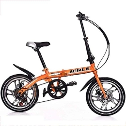 FHKBB Folding Bike FHKBB 14 / 16 Inch Folding Speed Bicycle - Folding Bicycle Speed Adult Male Girl Mountain Bike Single Speed Car Speed Car, Black, 16inches (Color : Orange, Size : 16inches)