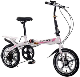 FHKBB Folding Bike FHKBB 14 Inch 16 Folding Speed Bicycle One Wheel Folding Bicycle Student Car Adult Bicycle Speed Disc Brakes Men And Women, Red, 14inches (Color : Pink, Size : 14inches)