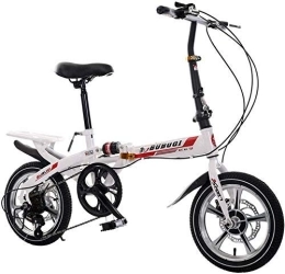 FHKBB Folding Bike FHKBB 14 Inch 16 Folding Speed Bicycle One Wheel Folding Bicycle Student Car Adult Bicycle Speed Disc Brakes Men And Women, Red, 14inches (Color : Red, Size : 14inches)