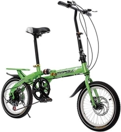 FHKBB Bike FHKBB 14 Inch 16 Folding Speed Bicycles for Men And Women Children's Anti-Skid Shock Absorbers Mountain Bike - Wear-Resistant Anti-Skid Foldable, Green, 14inches (Color : Green, Size : 14inches)