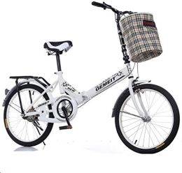 FHKBB Bike FHKBB 16 Inch 20 Inch Folding Bicycle - Adult Women's Folding Bicycle - Folding Bicycle To Work To Go To School, Yellow, 20inches (Color : White, Size : 16inches)