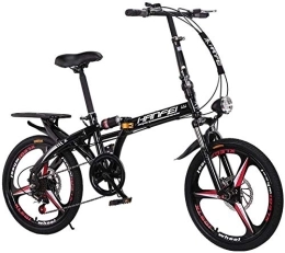 FHKBB Folding Bike FHKBB 16 Inch 20 Inch Folding Speed Mountain Bike - Adult Car Student Folding Car Men And Women Folding Speed Bicycle Damping Bicycle, Black, 20inches (Color : Black, Size : 20inches)