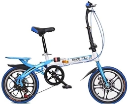 FHKBB Folding Bike FHKBB 16-Inch Folding Bicycle Shifting Folding Bicycle-One Wheel Double Disc Brake Travel Bicycle Men And Women Collapsible Student Car, Blue (Color : Blue)